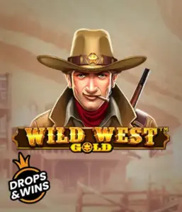  Meet the daring sheriff of "Wild West Gold," a captivating slot game by Pragmatic Play. The image shows a determined sheriff with a golden star badge, set against a sun-baked Old West town backdrop. The game's title is boldly featured in a rustic font, highlighting the theme of adventure and law enforcement in the wild frontier. 