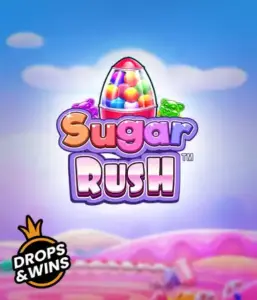 Experience the colorful world of the Sugar Rush slot game by Pragmatic Play, featuring a vibrant candy dispenser set against a whimsical candyland background. This image evokes the joy and thrill of the slot, highlighted with bright candies and charming typography. Great for candy lovers, delivering hours of fun. 